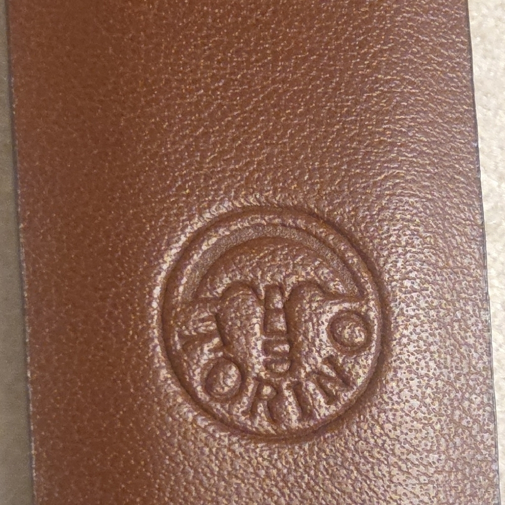 Paul Fredrick Embossed Italian Calfskin Two-Tone Leather Belt Size 36 - Picture 10 of 13